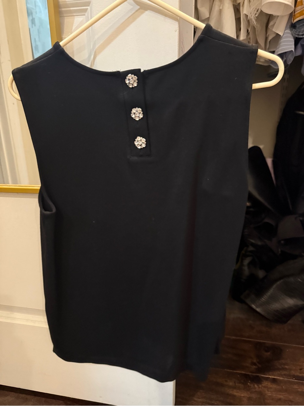 Jcrew Sleeveless Black Jewel-Button Shell Top